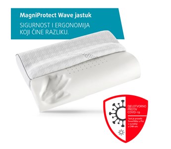 Jastuk Wave ergonomskog oblika s antivirusnom i antibakterijskom navlakom MagniProtect