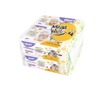 Bella Baby Happy vlažne maramice Milk&Honey Mega pack 64x4